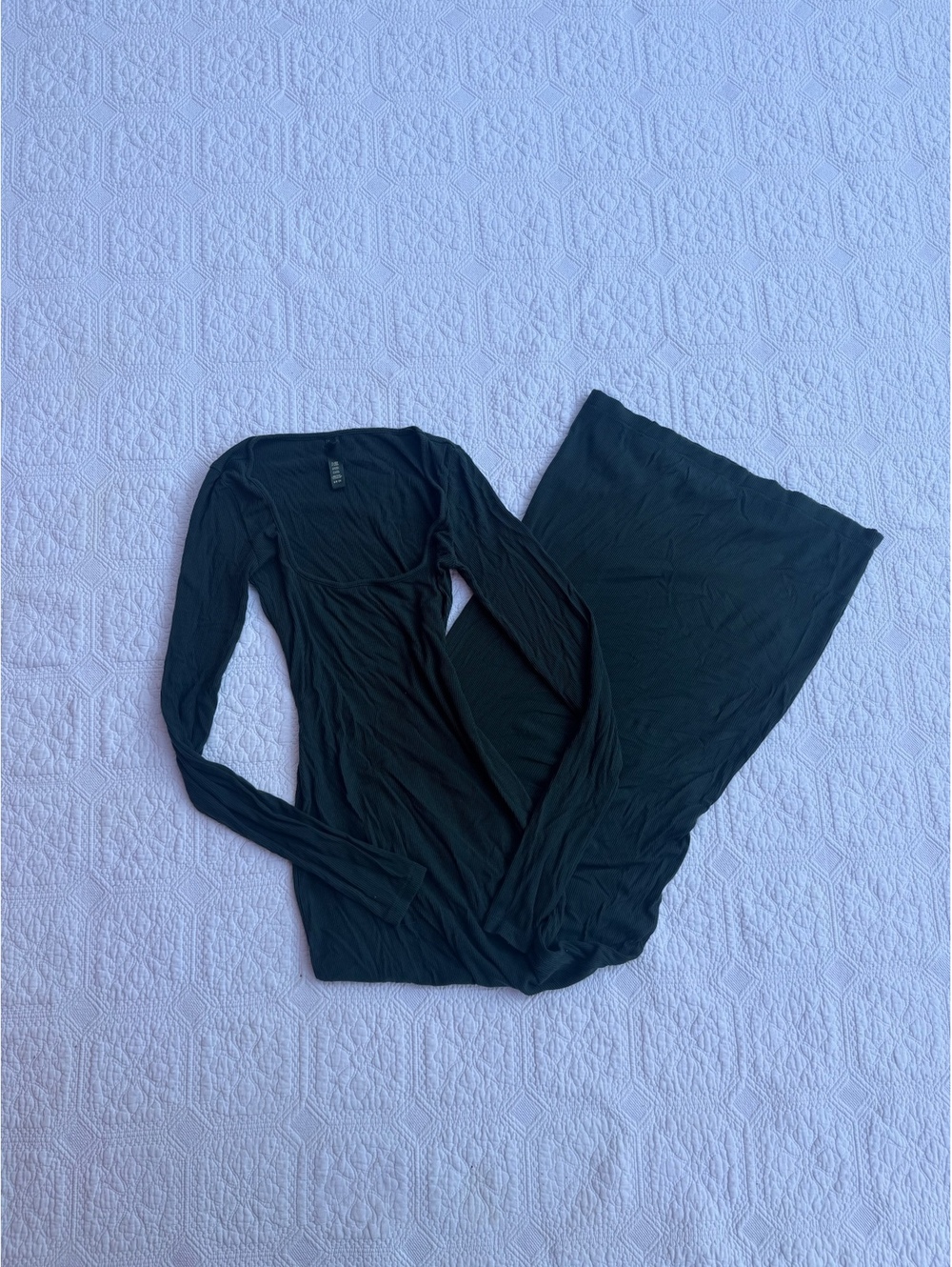 SKIMS dark green soft lounge ribbed long dress long sleeve